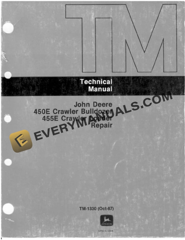 John Deere 450E 455E Crawler Repair Manual TM1330RE