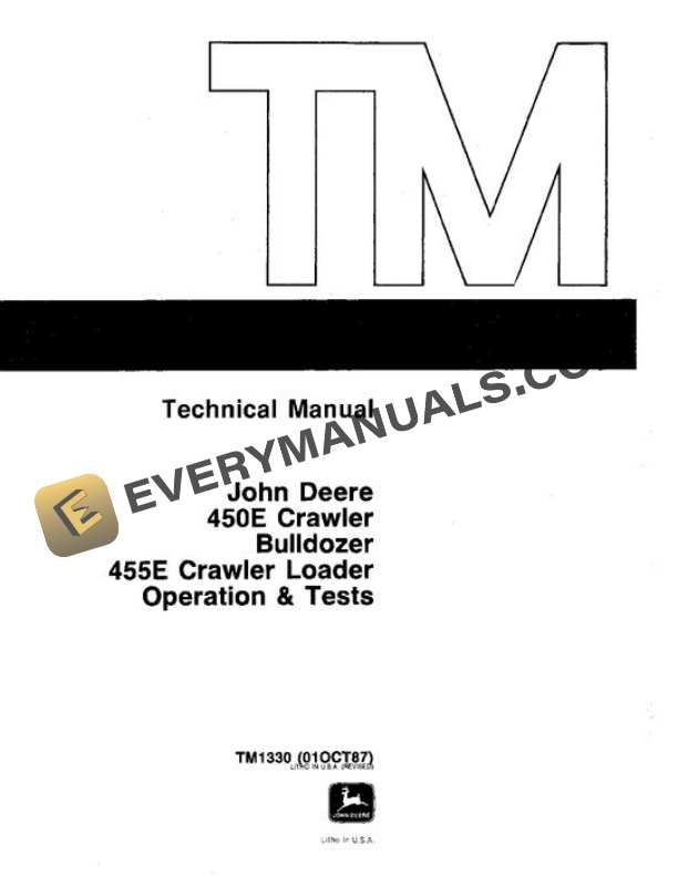 John Deere 450E 455E Crawler Test Manual TM1330OP