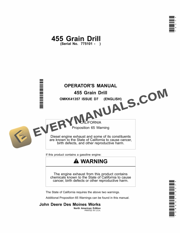 John Deere 455 Grain Drill Operator Manual OMKK41357 3 John Deere 455 Grain Drill Operator Manual OMKK41357