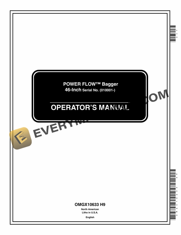John Deere 46 Inch POWER FLOW Bagger Operator Manual OMGX10633 1