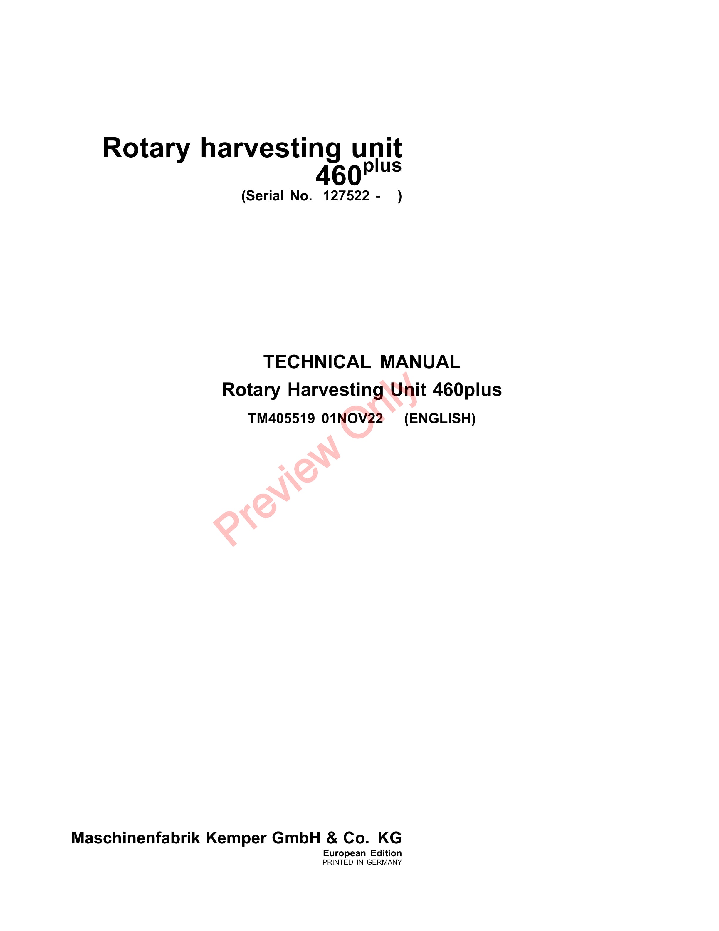 John Deere 460 Rotary Harvesting Units Technical Manual TM405519 01NOV22 1