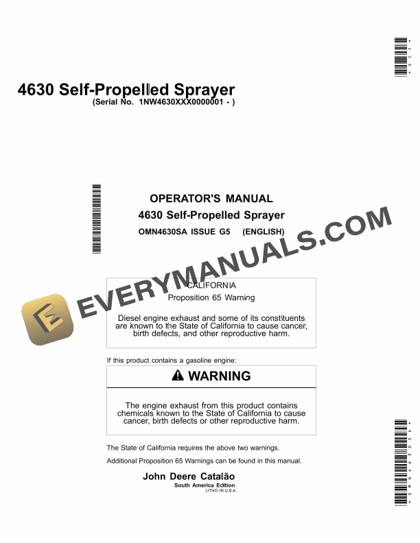 John Deere 4630 Self-Propelled Sprayer Operator Manual OMN4630SA 2 John Deere 4630 Self Propelled Sprayer Operator Manual OMN4630SA 1