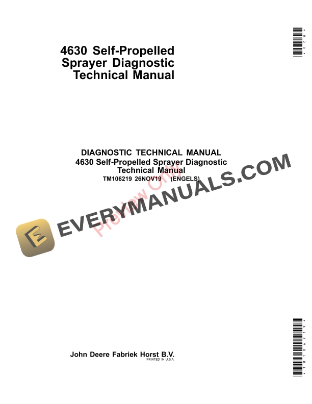 John Deere 4630 Self Propelled Sprayers Diagnostic Technical Manual TM106219 26NOV19 1