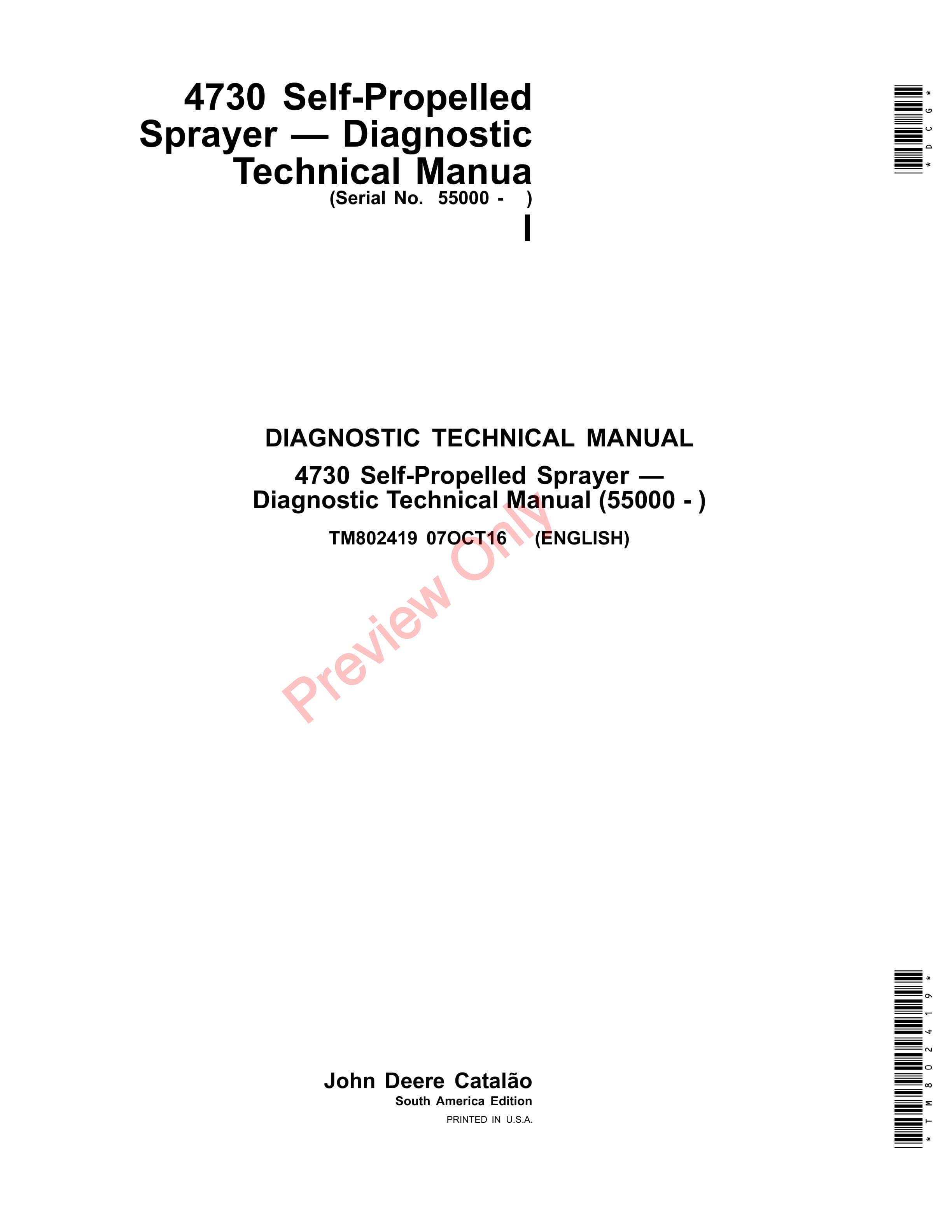 John Deere 4730 Self Propelled Sprayer Diagnostic Technical Manual TM802419 01FEB17 1