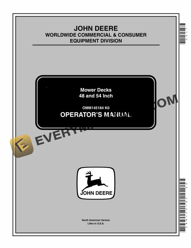 John Deere 48 and 54 Inch Mower Decks Operator Manual OMM145184