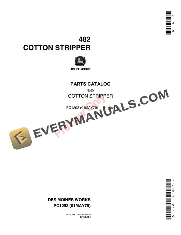 John Deere 482 Cotton Stripper Parts Catalog PC1292 01MAY79 2 John Deere 482 Cotton Stripper Parts Catalog PC1292 01MAY79 1