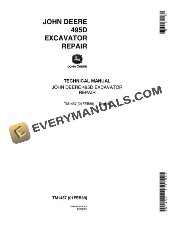 John Deere 495D Excavator Repair Manual TM1457
