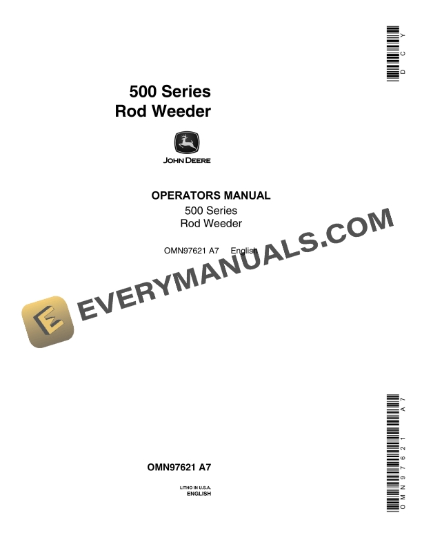 John Deere 500 Series Rod Weeder Operator Manual OMN97621 1