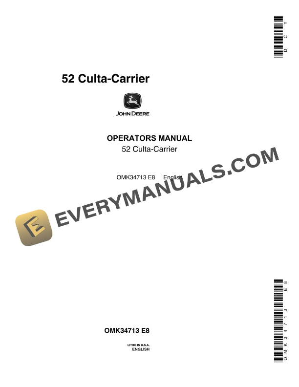 John Deere 52 Culta Carrier Operator Manual OMK34713 1