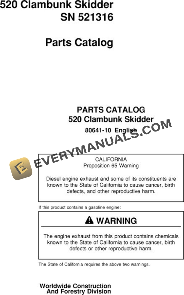 John Deere 520 Clambunk Parts Catalog 80641 10
