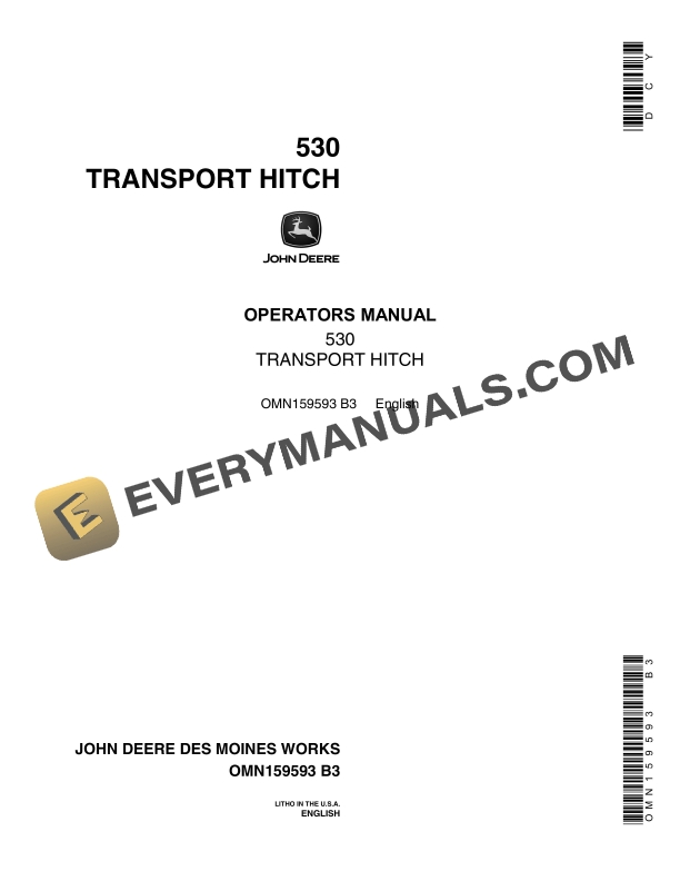John Deere 530 TRANSPORT HITCH Operator Manual OMN159593 1