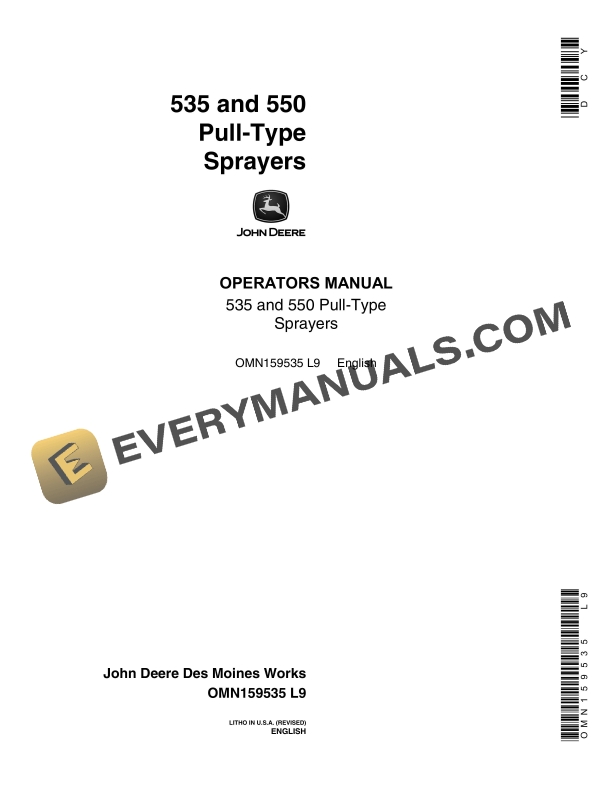 John Deere 535 and 550 Pull Type Sprayer Operator Manual OMN159535 1
