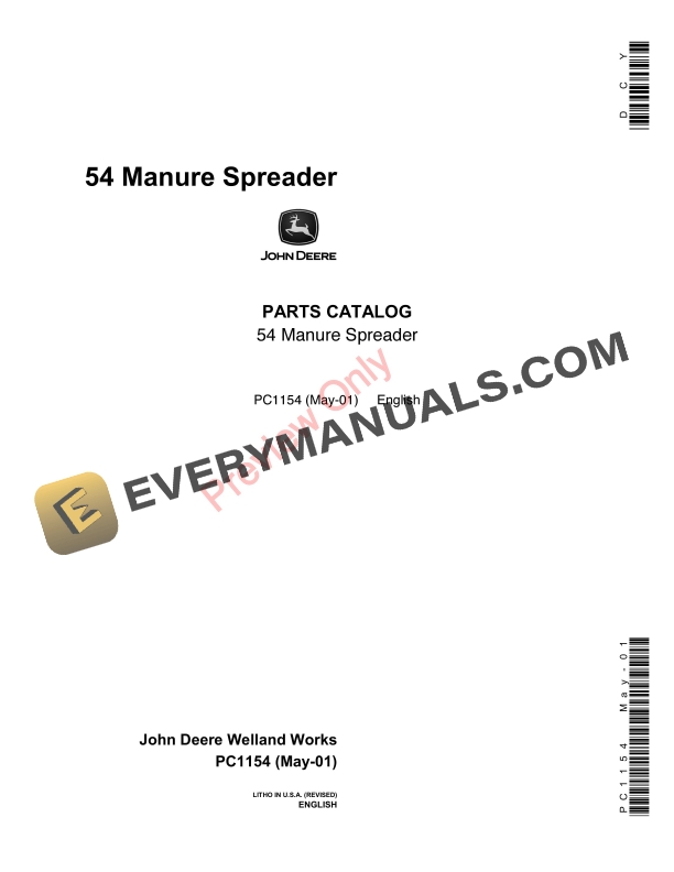 John Deere 54 Manure Spreader Parts Catalog PC1154 01JUN11 PDF