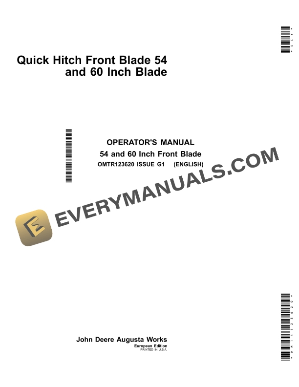 John Deere 54 and 60 Inch Front Blade Operator Manual OMTR123620 1