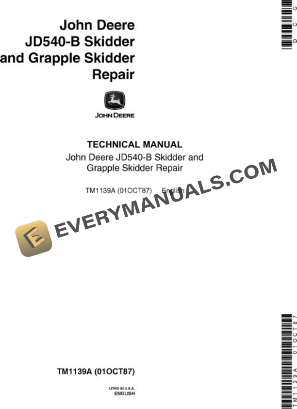 John Deere 540B Skidder Repair Manual TM1139A