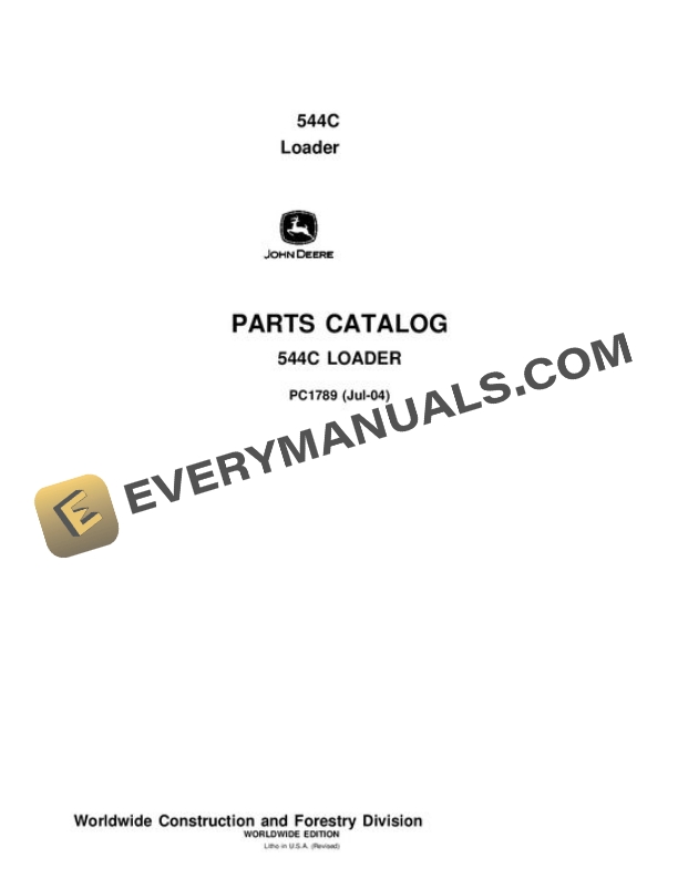 John Deere 544C Loader Parts Catalog PC1789 2 John Deere 544C Loader Parts Catalog PC1789