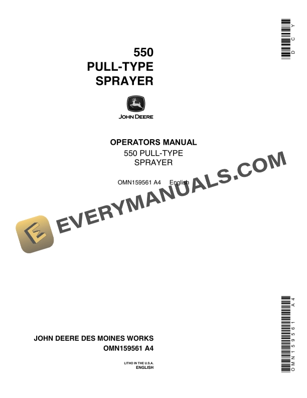 John Deere 550 PULL TYPE SPRAYER Operator Manual OMN159561 1
