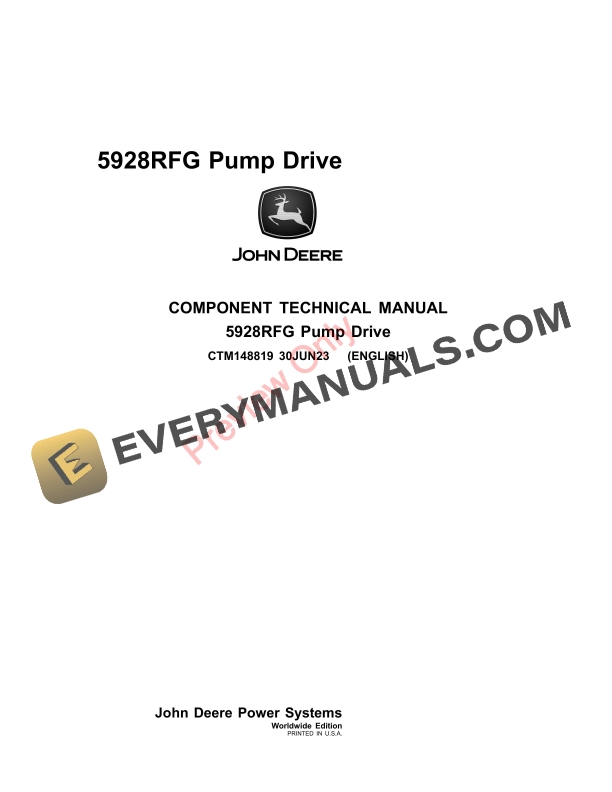 John Deere 5928RFG Pump Drive Component Technical Manual CTM148819 30JUN23 1