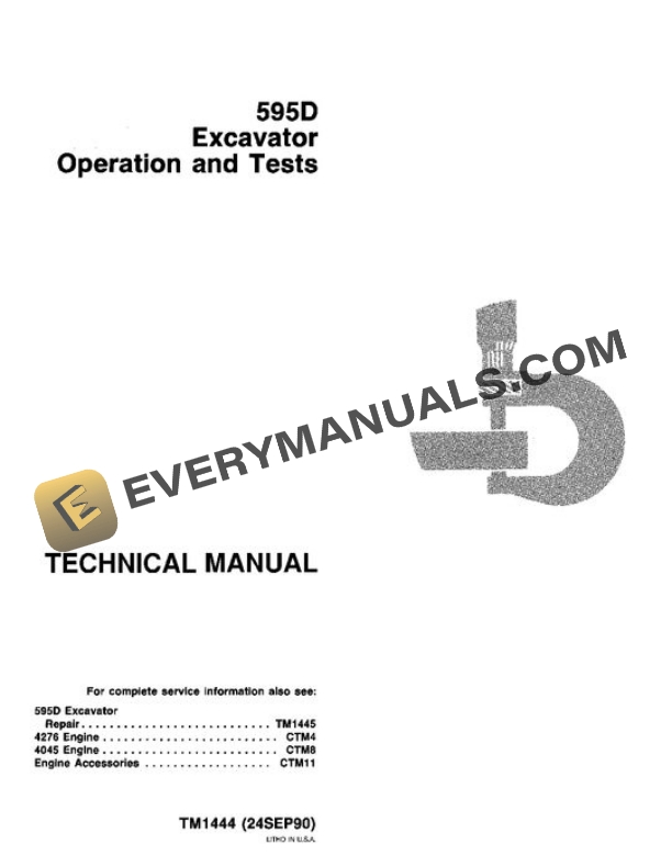 John Deere 595D Excavator Test Manual TM1444