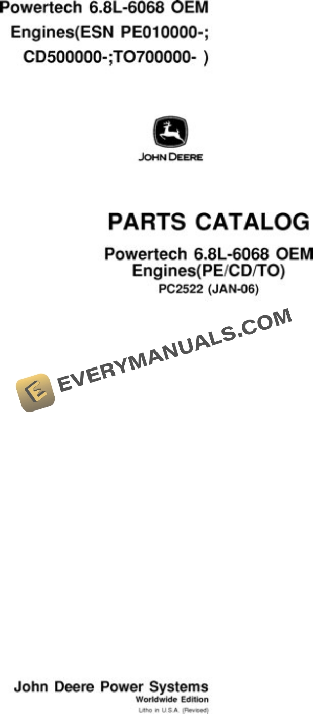 John Deere 6.8L 6068TF250 to 6068TF220 Engine Parts Catalog PC2522