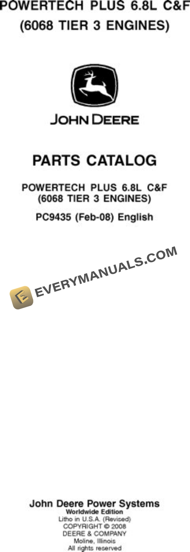 John Deere 6.8L Engine Parts Catalog PC9435