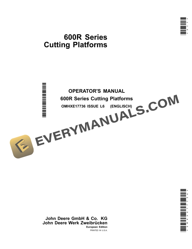 John Deere 600R Series Cutting Platform Operator Manual OMHXE17736 1