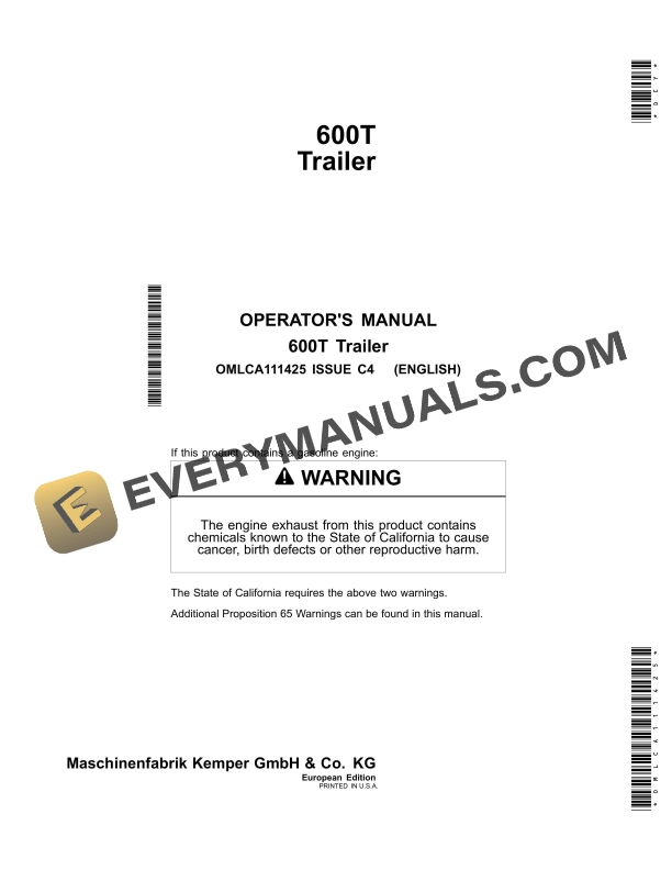John Deere 600T Trailer Operator Manual OMLCA111425 3 John Deere 600T Trailer Operator Manual OMLCA111425