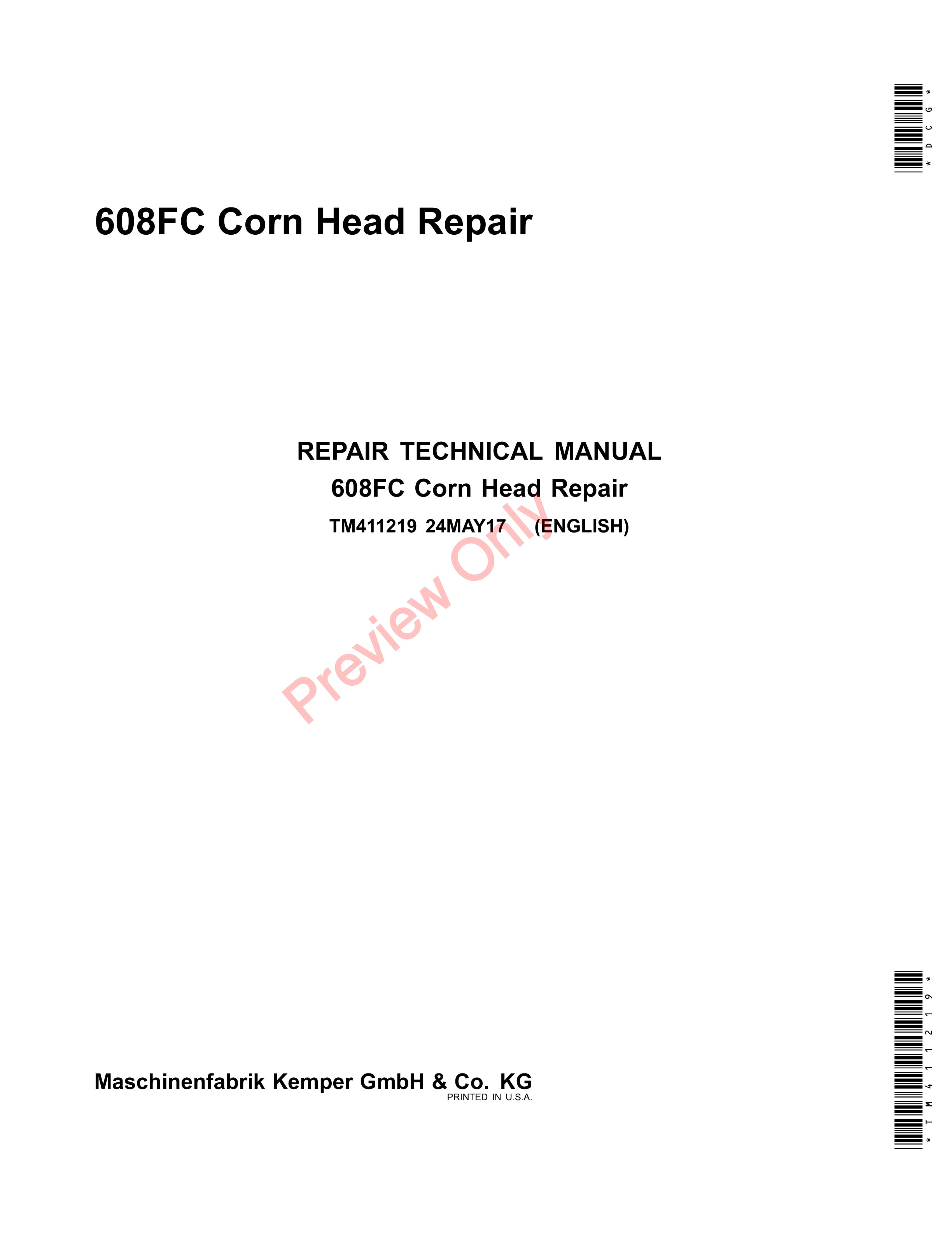 John Deere 608FC Corn Head Technical Manual TM411219 24MAY17 1