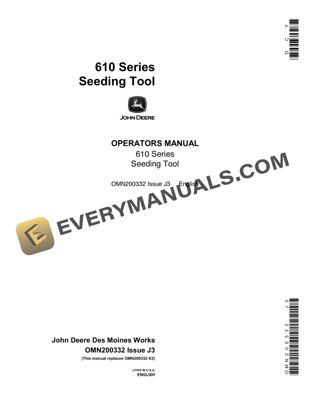 John Deere 610 Series Seeding Tool Operator Manual OMN200332 1
