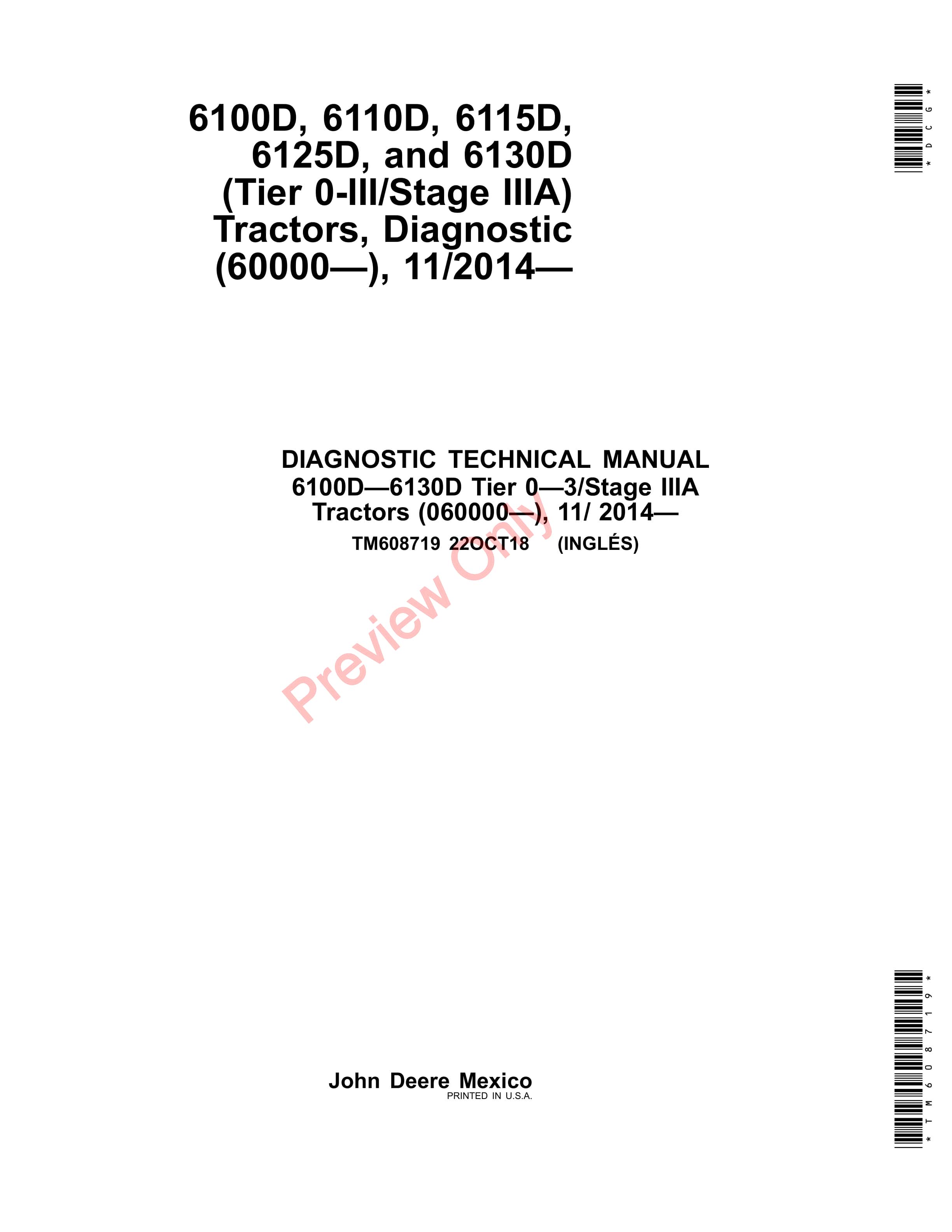 John Deere 6100D 6110D 6115D 6125D and 6130D Tractors 112014 Diagnostic Technical Manual TM608719 22OCT18 1