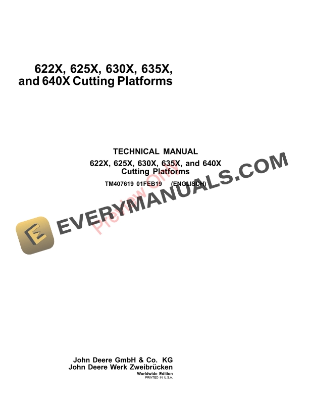 John Deere 622X 625X 630X 635X and 640X Cutting Platforms Technical Manual TM407619 01FEB19 1