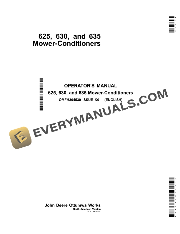 John Deere 625 630 and 635 Mower Conditioner Operator Manual OMFH304530 1