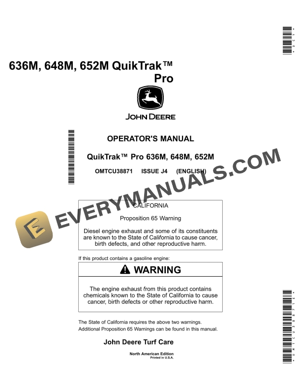 John Deere 636M 648M 652M QuikTrak Pro Operator Manual OMTCU38871E 1