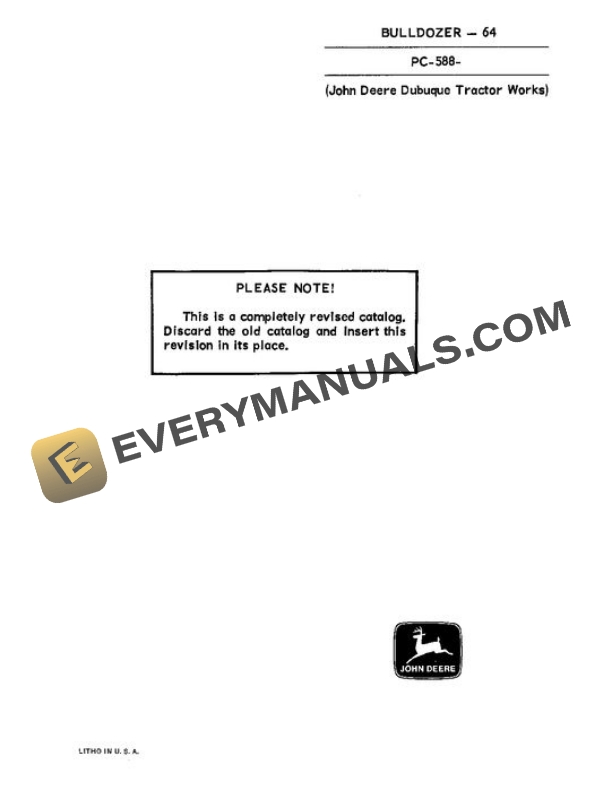 John Deere 64 Attachment Parts Catalog PC588