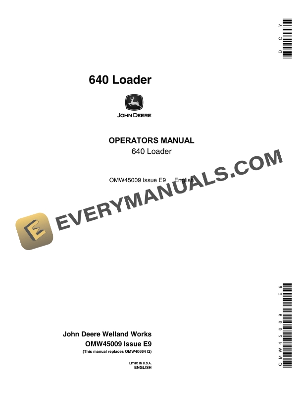 John Deere 640 Loader Operator Manual OMW45009