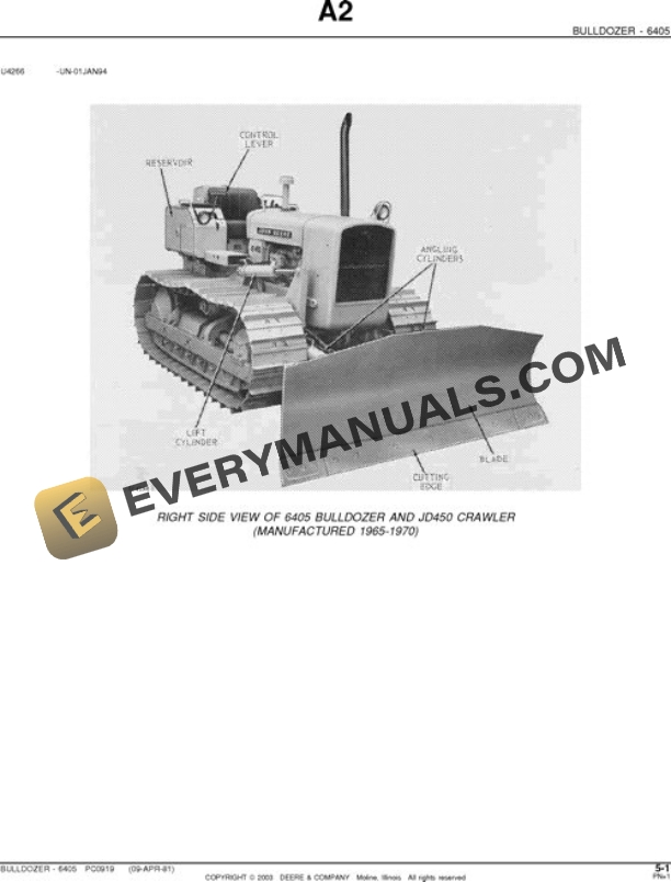 John Deere 6405 450 450B Attachment Parts Catalog PC919