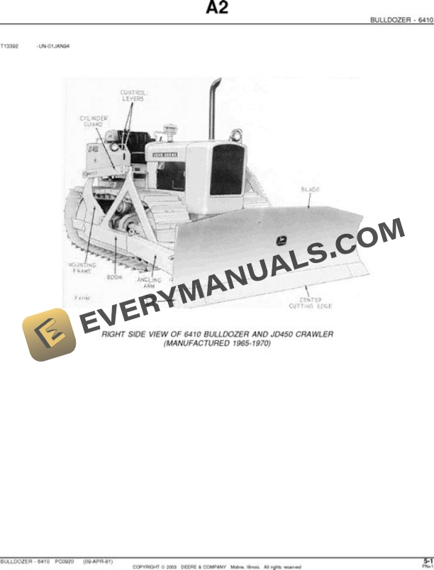 John Deere 6410 450 450B Attachment Parts Catalog PC920