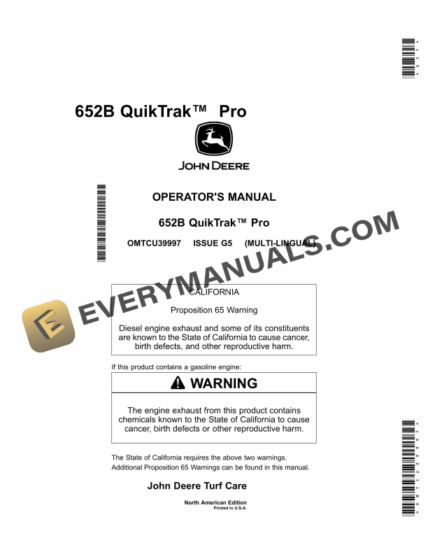 John Deere 652B QuikTrak Pro Operator Manual OMTCU39997 1