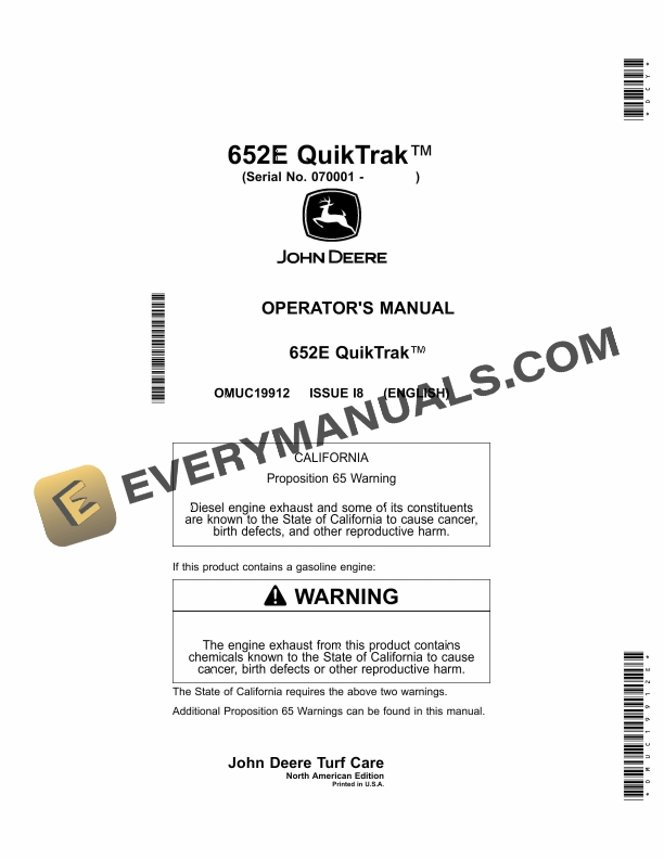 John Deere 652E QuikTrak Operator Manual OMUC19912 1 John Deere 652E QuikTrak Operator Manual OMUC19912E 1