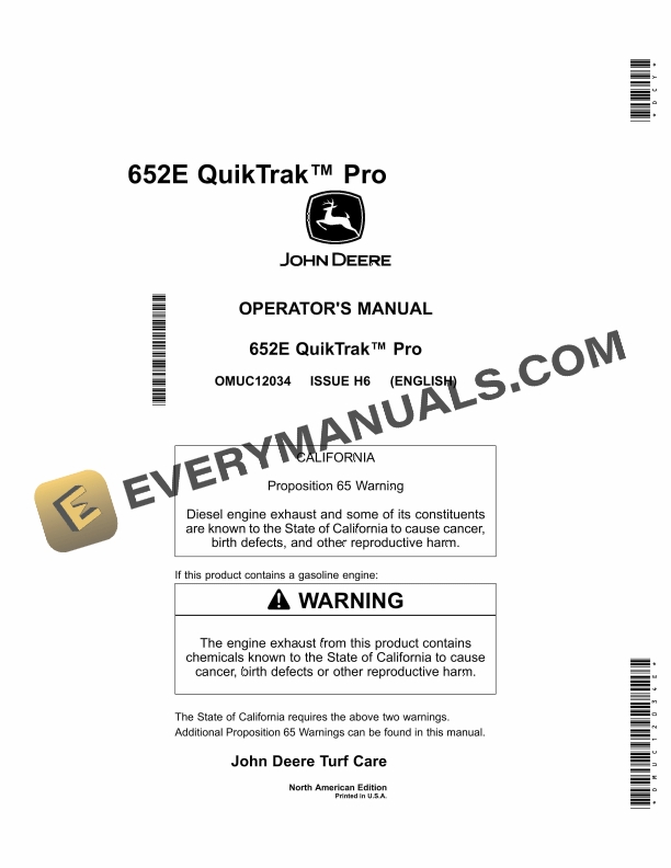 John Deere 652E QuikTrak Pro Operator Manual OMUC12034E 1