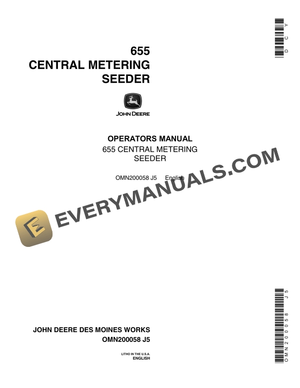 John Deere 655 Central Metering Seeder Operator Manual OMN200058