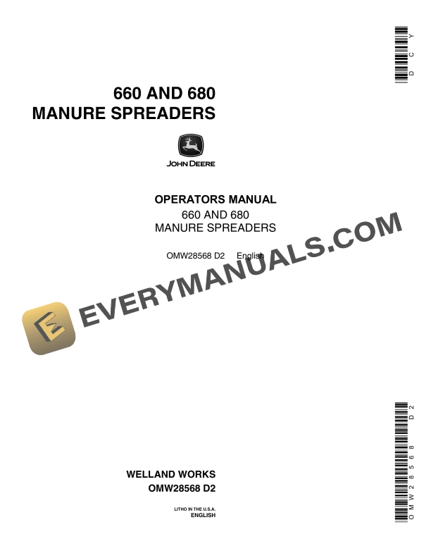 John Deere 660 AND 680 MANURE SPREADER Operator Manual OMW28568 1