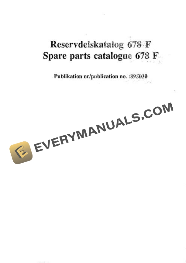 John Deere 678 FMG Forwarder Parts Catalog 678895030