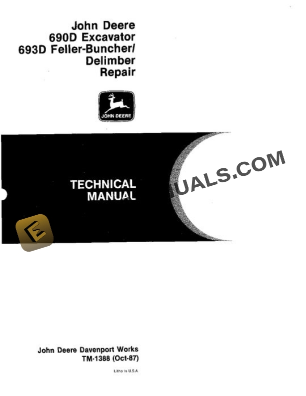 John Deere 690D 690DLC Excavator Repair Manual TM1388