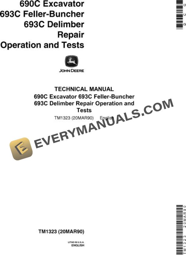 John Deere 693C Delimber Test Manual TM1323