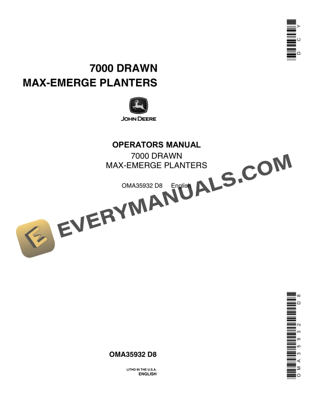 John Deere 7000 DRAWN MAX EMERGE PLANTER Operator Manual OMA35932 1