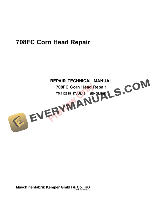 John Deere 708FC Corn Head Technical Manual TM412619 17JUL18 1