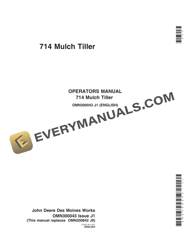John Deere 714 Mulch Tiller Operator Manual OMN300043 2 John Deere 714 Mulch Tiller Operator Manual OMN300043 1