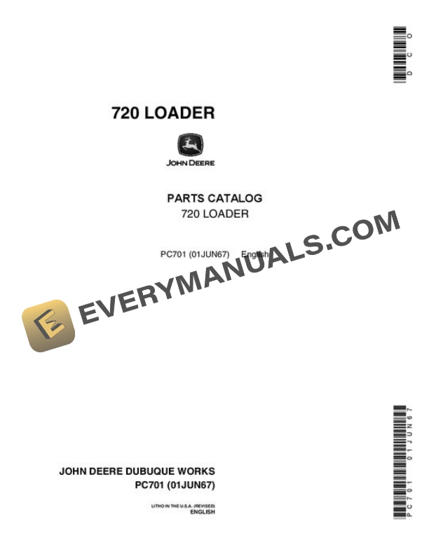 John Deere 720 Attachment Parts Catalog PC701