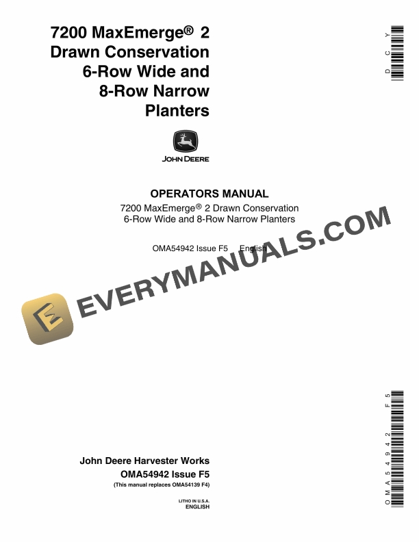 John Deere 7200 MaxEmerge 2 Drawn Conservation 6 Operator Manual OMA54942 1